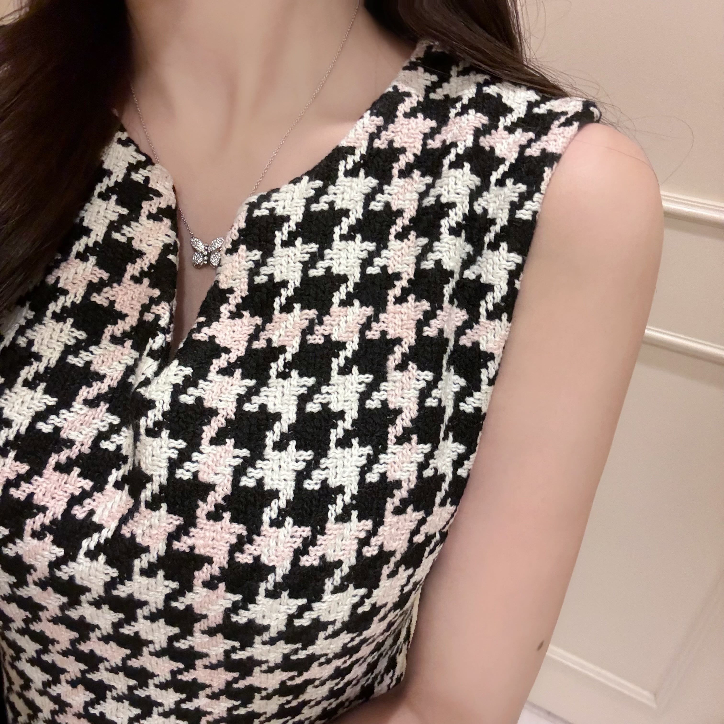 Lumignon original ♥ pink × black houndstooth pocket fur op 