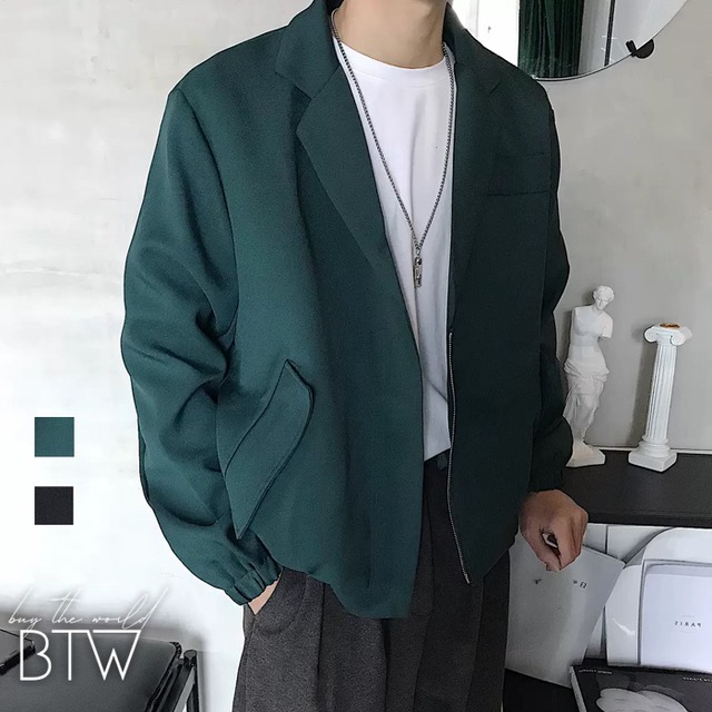 【韓国メンズファッション】テーラード襟ブルゾン カジュアル きれいめ スタイリッシュ クール アウター BW2387