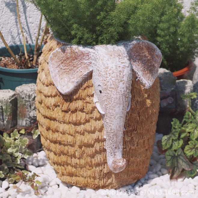 象の植木鉢 鉢 かわいい おしゃれ 大きめ 7号 陶器 アジアン