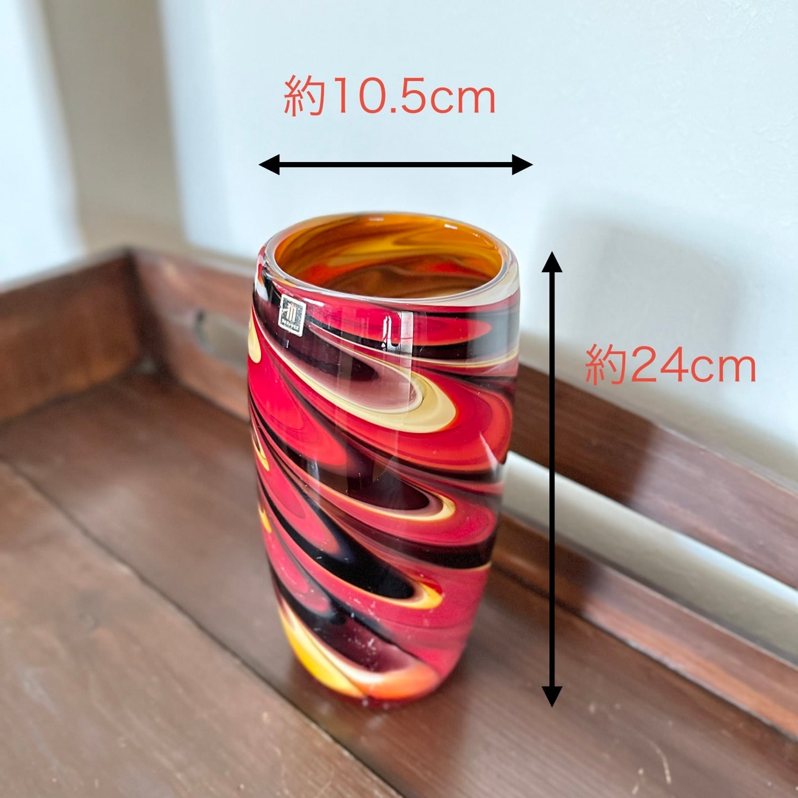 USED品 昭和 レトロ ガラス花瓶 フラワーベース 【026G レッド