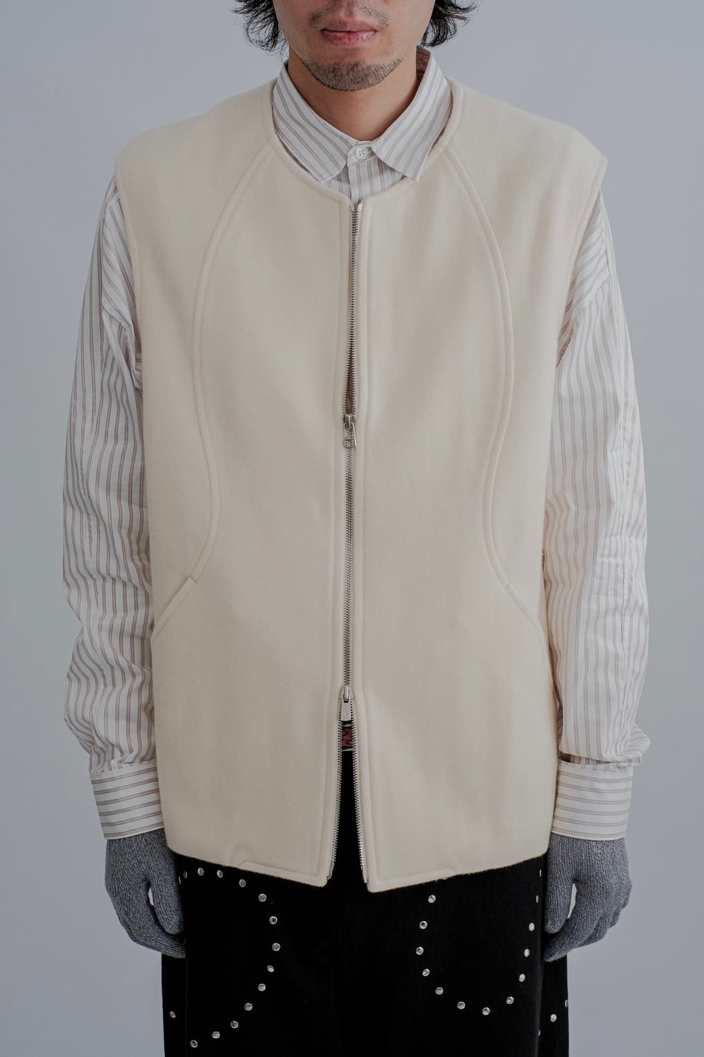 【ADAPTART】MELTON CURVE VEST