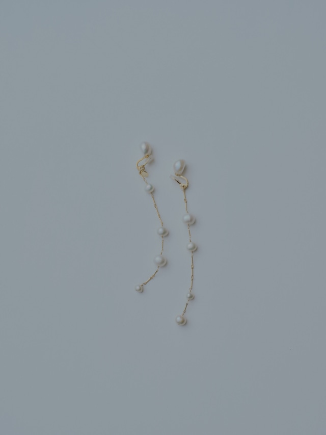 pearl bar chain long earring/pierce