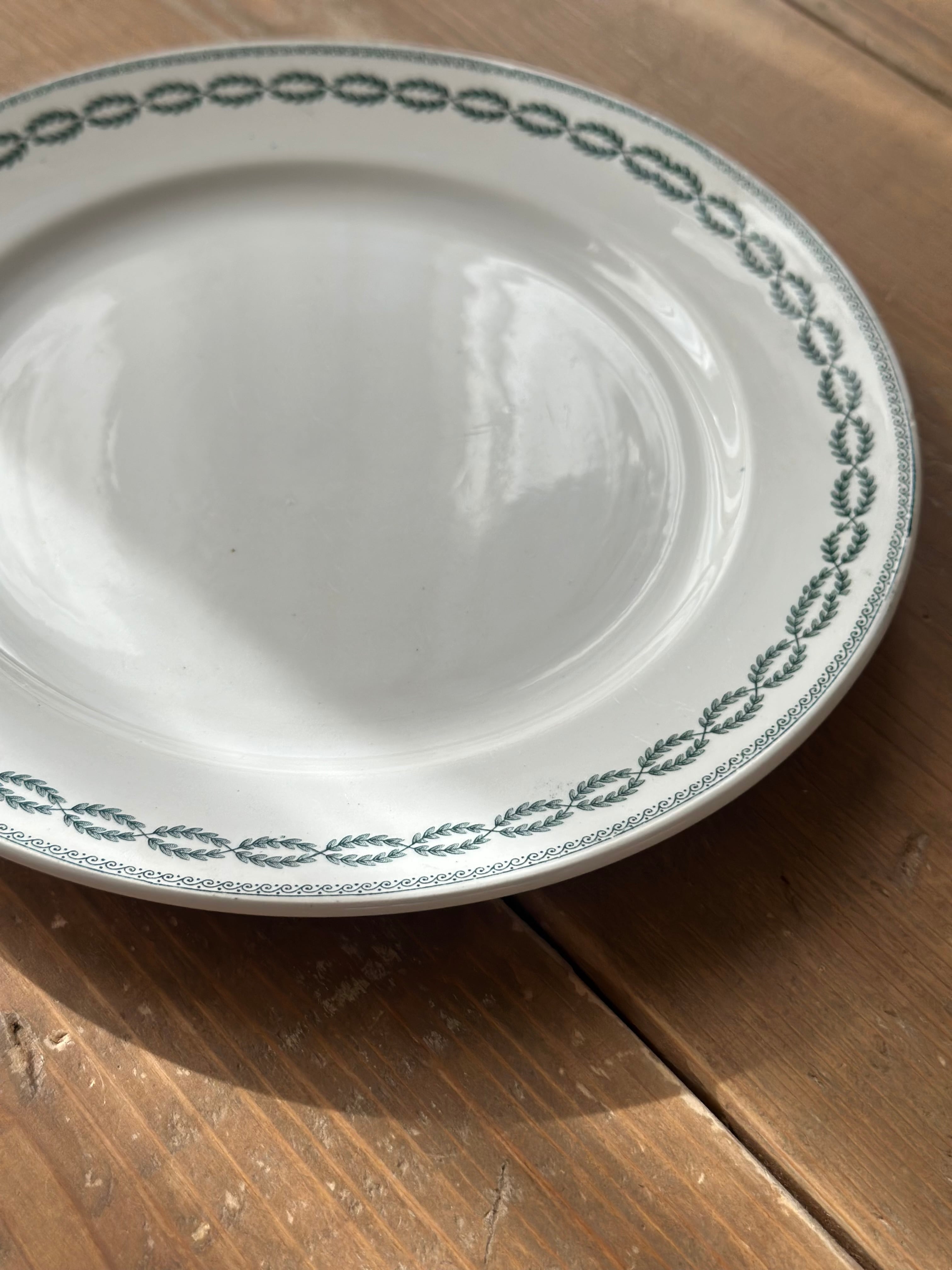 Sarreguemines サルグミンヌ / “NOBILIS” ローリエ模様の平皿プレート