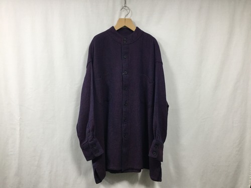 HOMELESS TAILOR"STAND COLLAR SHIRT MIX BLUE"