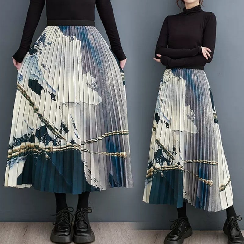 デザインプリントプリーツスカート10462