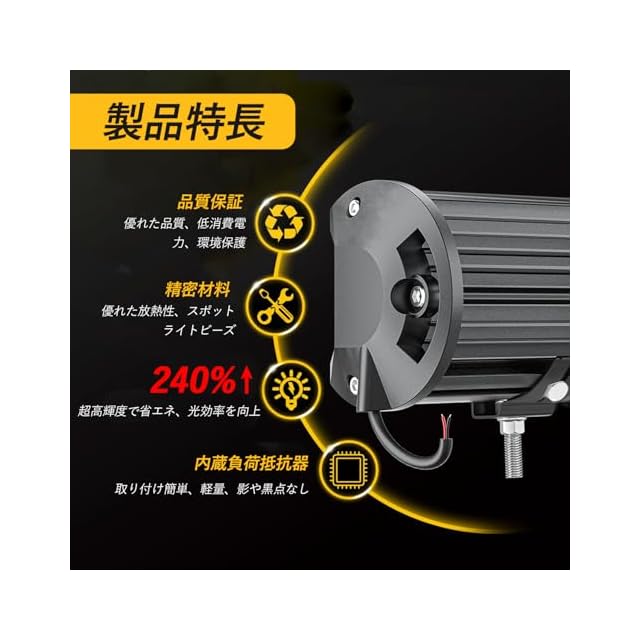 LED作業灯 【2個セット】 LEDワークライト 投光器 120W 6000lm 12V