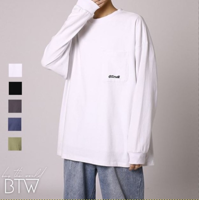 【韓国メンズファッション】BW1287 メンズ 長袖 Tシャツ 無地 ラウンドネック オーバーサイズ カジュアル
