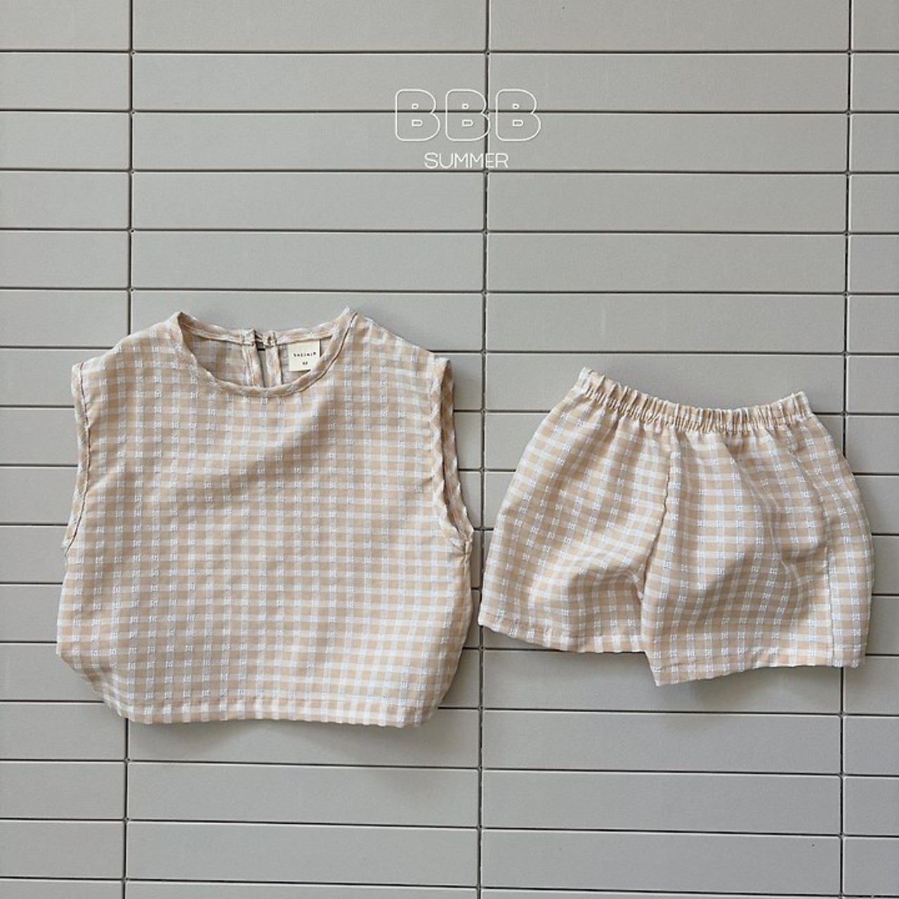 【取寄/韓国直送】BellaBamBina 26/SM ソボル上下セット（チェック）｜夏服｜韓国子供服