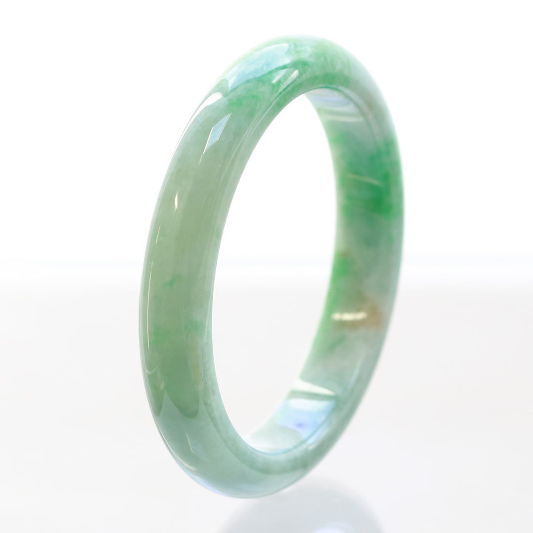 内径 約58.5mm 】重厚感ある翡翠のバングル komaru/ green A貨翡翠