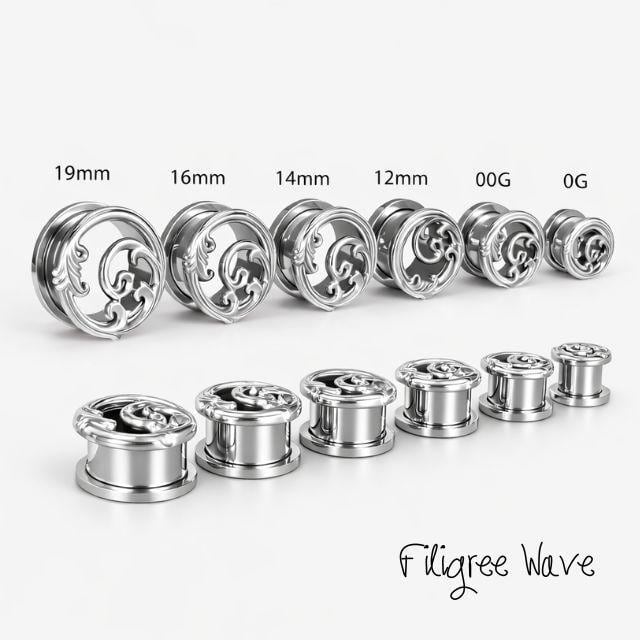 ボディピアス 12mm 14mm フィリグリーウェーブ ステンレス フレッシュ