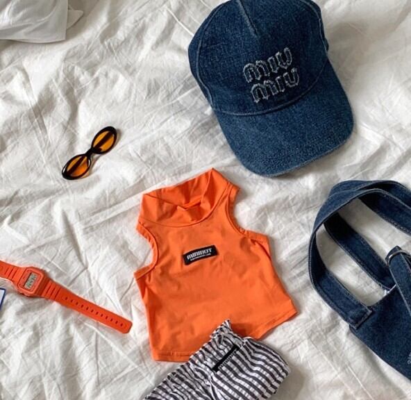 M.L/即納【MININUT】Cooling TurtleNeck Sleeveless《Orange》