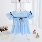 涼やかな夏色半袖チュニックワンピ(ブルー)