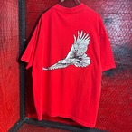 90s USA製 Winston ポケットTシャツ　赤　バック発泡プリントイーグル　タバコTシャツ