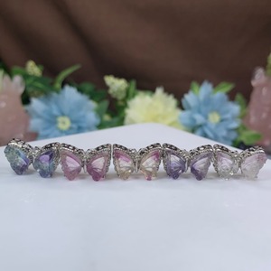 在庫処分セール☆2.10個セット☆フローライト蝶々・縦横貫通穴☆パーツ