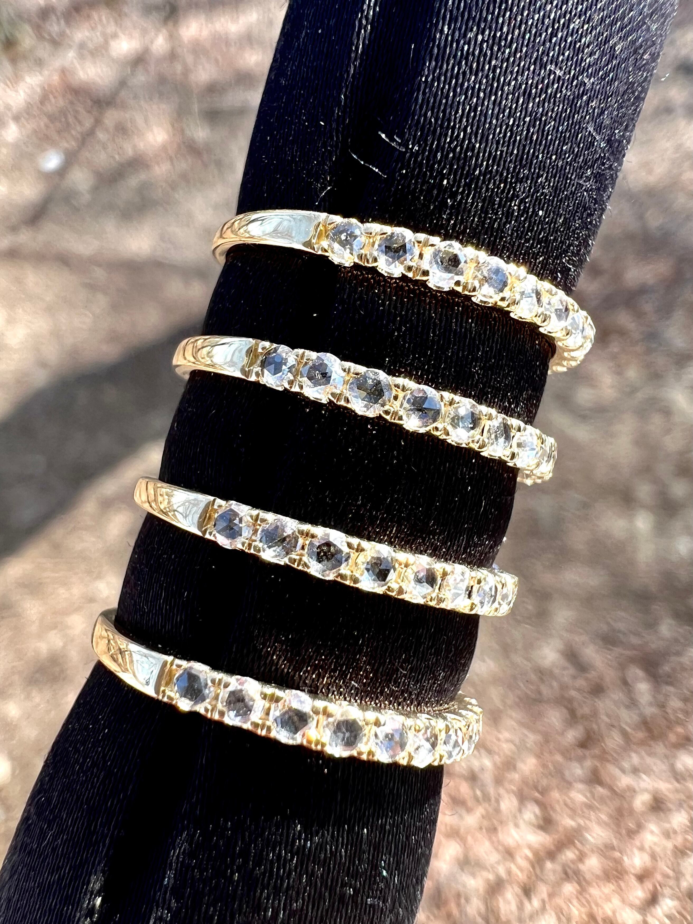 K18YG ローズカットダイヤモンドハーフエタニティリング 0.23ct #12