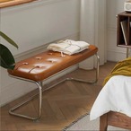 カンチレバー ベンチ レザー調 ボタンタフト ダイニングベンチ モダン ミッドセンチュリー インテリア おしゃれ 長椅子 2人掛け 金属フレーム スタイリッシュ 北欧風 カフェ風