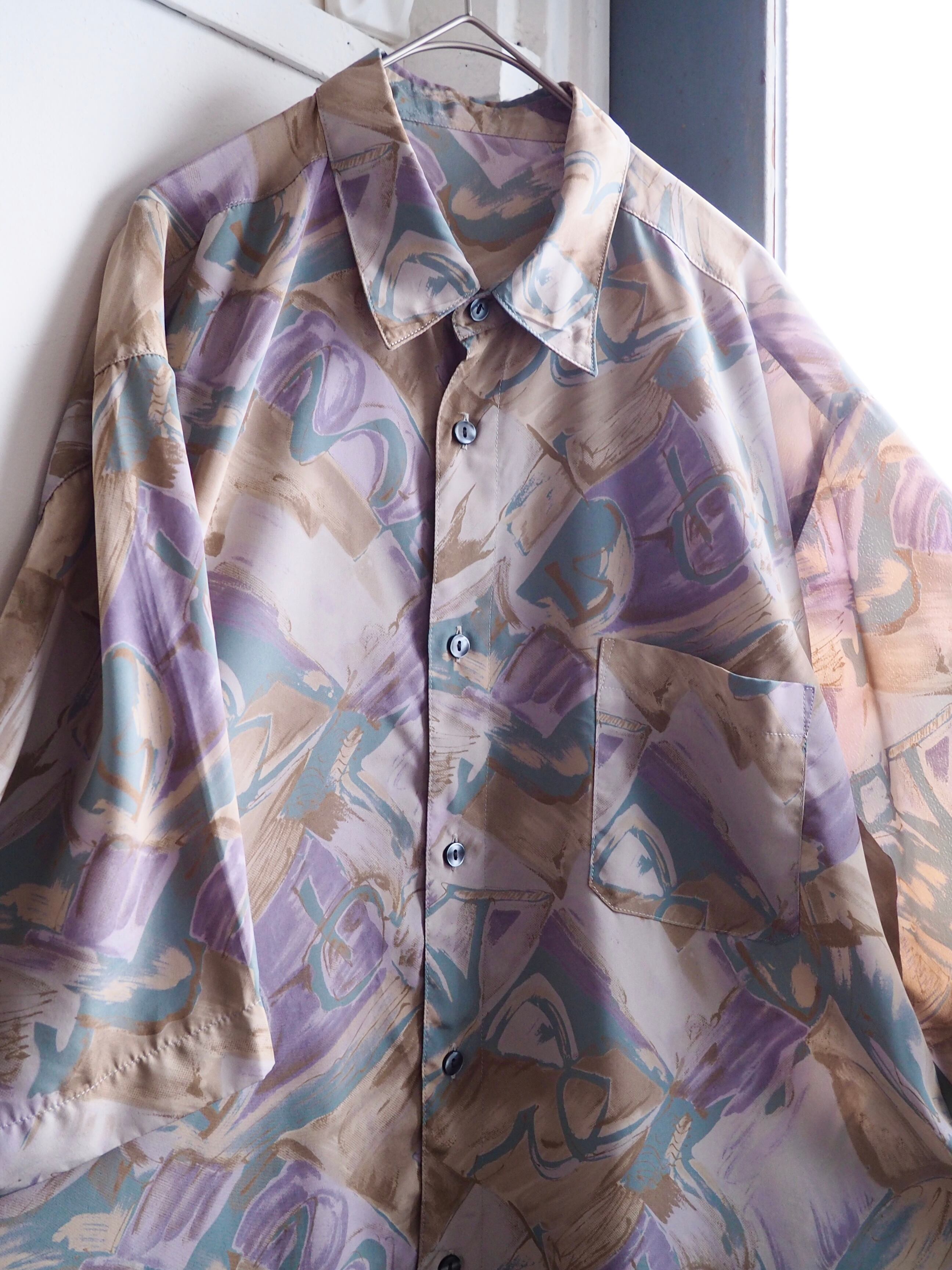 1990s Bewitching Beautiful magenta art Design vintage Drape loose shirt