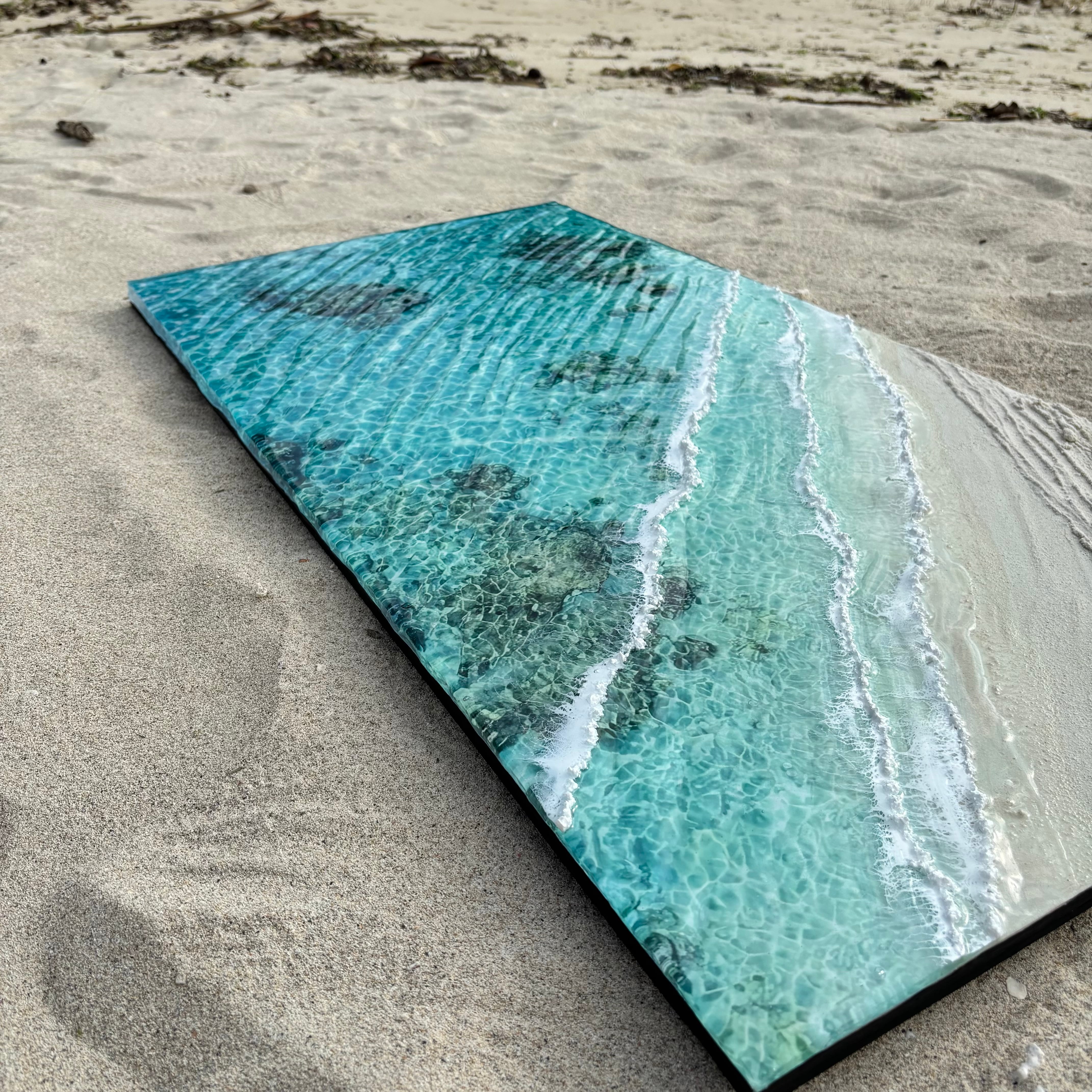 レジンアートオーシャンアート キラキラ波紋 沖縄 海20cmx20cm×2cm CHURAUMI FACTORY