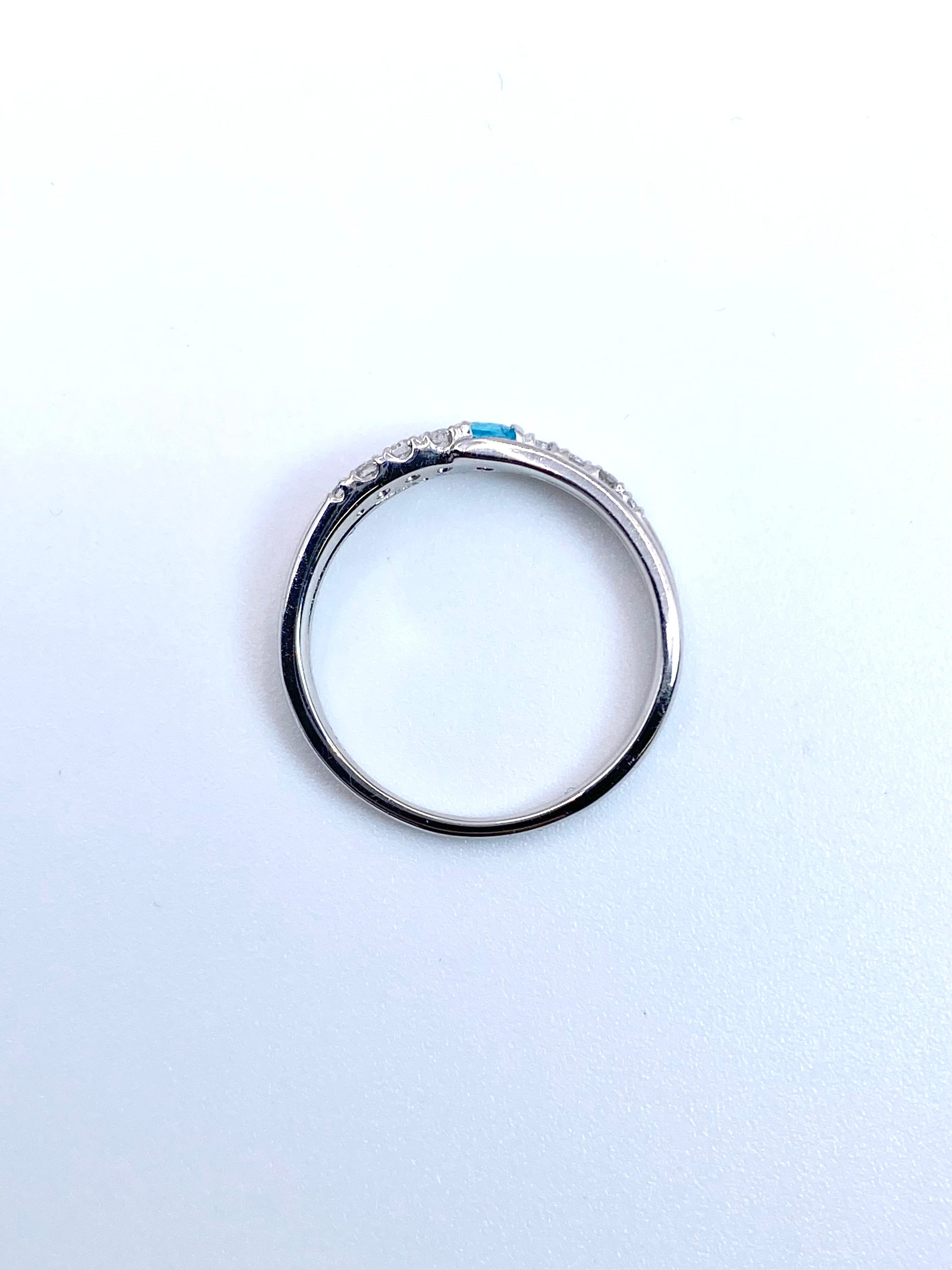 パライバトルマリン 0.08ct / ダイヤモンド 計0.14ct Pt900 リング 12