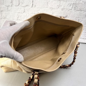 CHANEL シャネル ココマーク キャビアスキン トートバッグ ベージュ A-13746