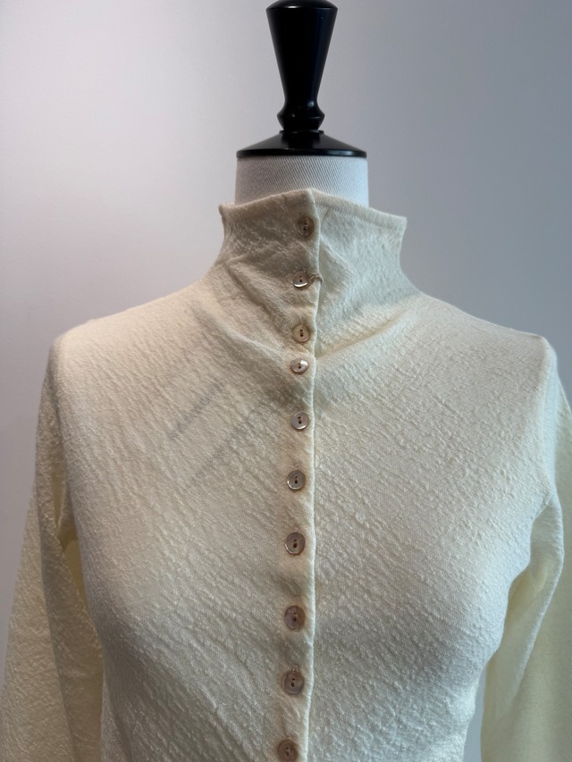 ERiKOKATORi/EK13-3-1 wool sheer high neck top Ivory