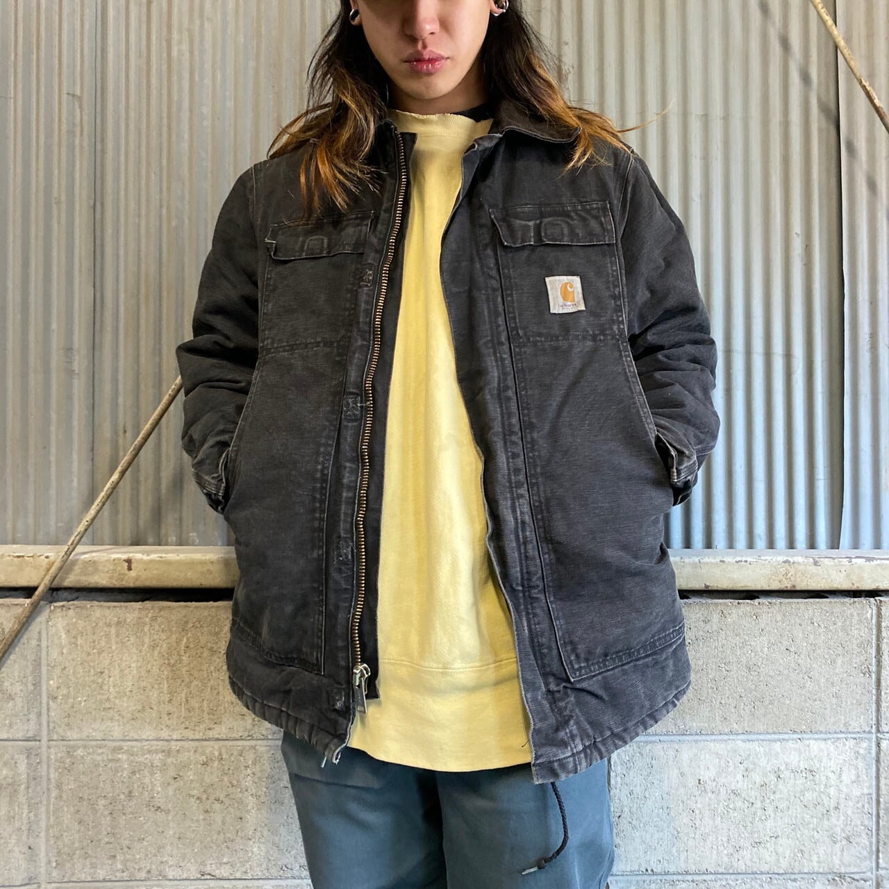 Carhartt カーハート トラディショナルコート メンズM 古着 ダック地 ワークジャケット カバーオール キルティングライナー ブラック  黒【ワークジャケット】 | cave 古着屋【公式】古着通販サイト