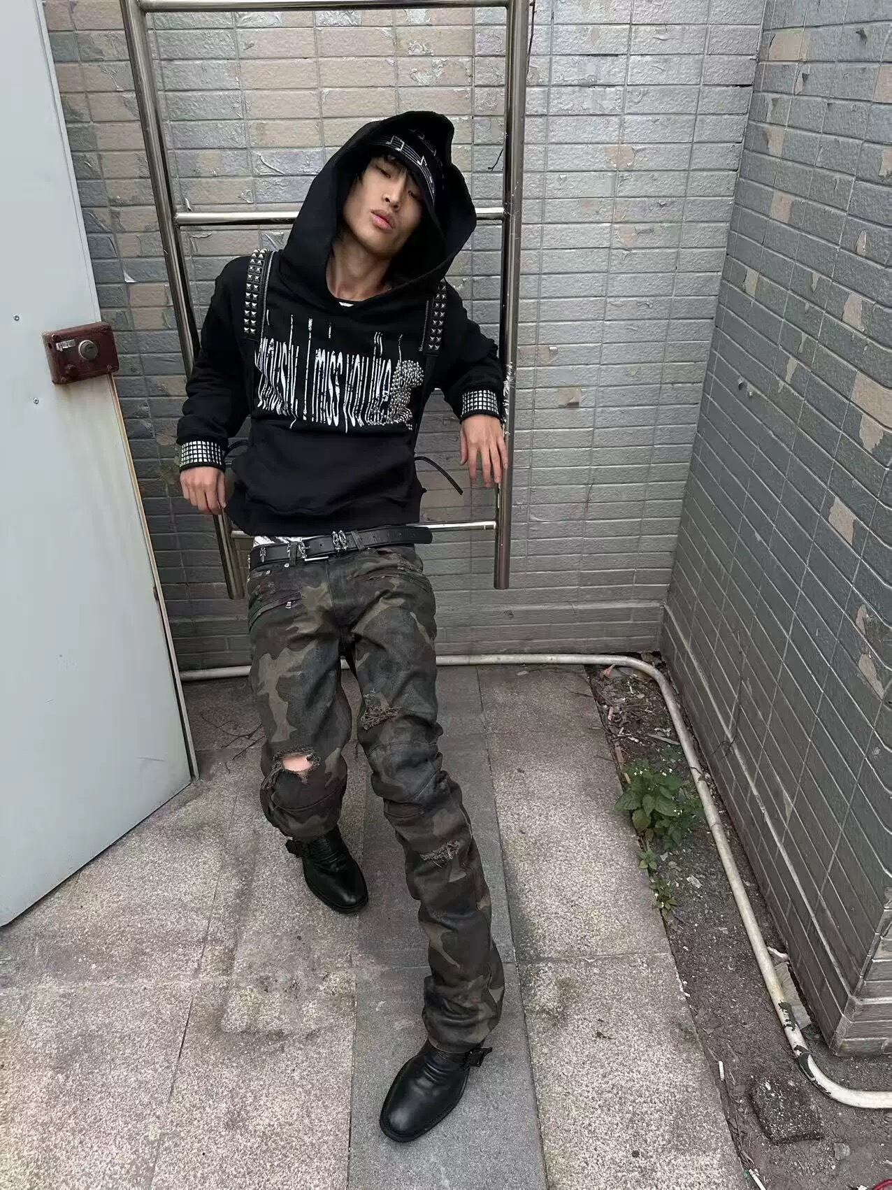 Ezwik | Rhinestone Cross Hoodie | VANTA VOID