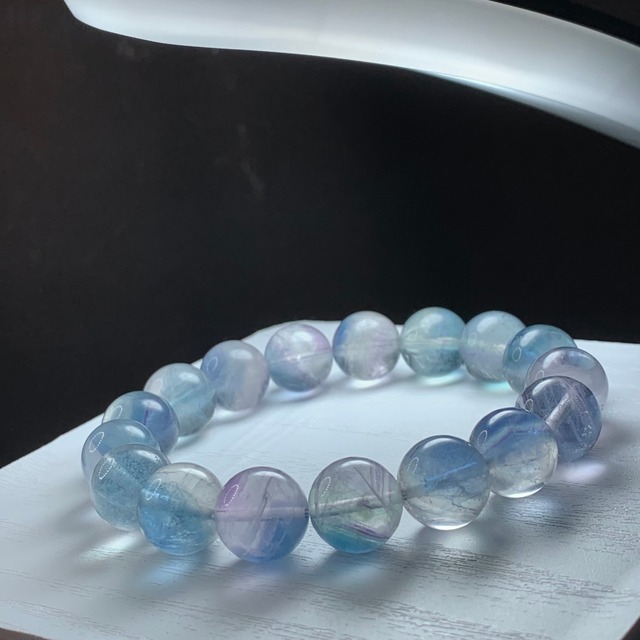 A87.スカイブルー×カラーレス☆グラデーションフローライト ブレスレット
