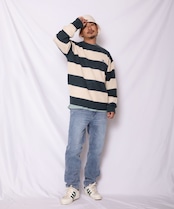 【#Re:room】ONE POINT BORDER BIG CREW KNIT［REK123］