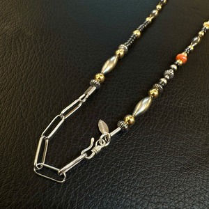 ブライト（Bright）ネックレス（Wave S Hematite）桃珊瑚 50〜55cm