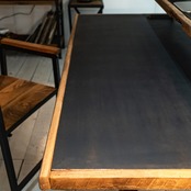 Black iron  Old oak & X edge legs work desk