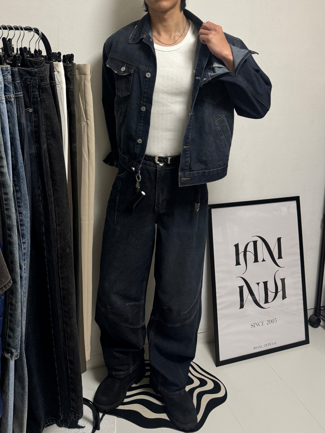 【SET】Structured Panel Lined Denim Setup (Dark Blue) - 15