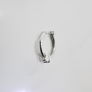 CROSS THIN HOOP [LARGE] with OVAL / クロスシンフープピアス L ウィズ オーバル