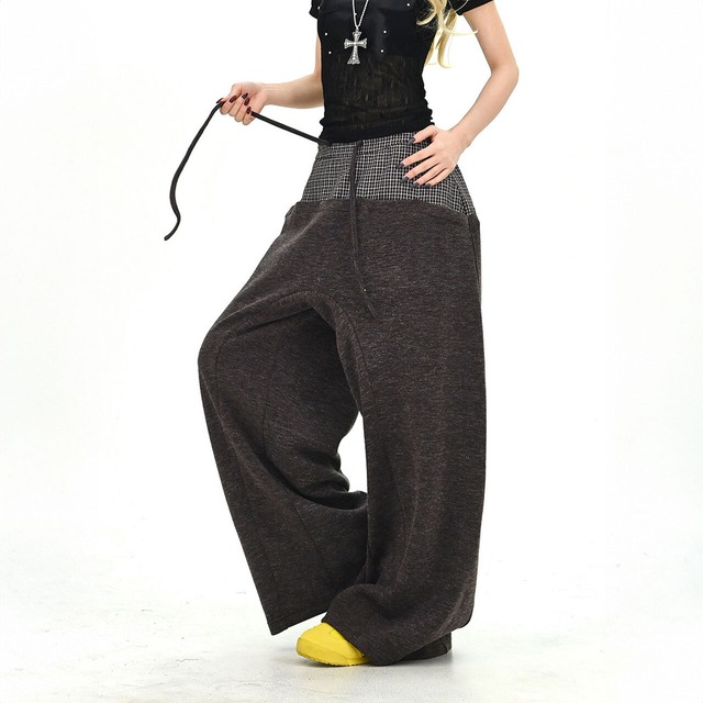 チェックレイヤードドローストリングワイドパンツ
 2col   R01663