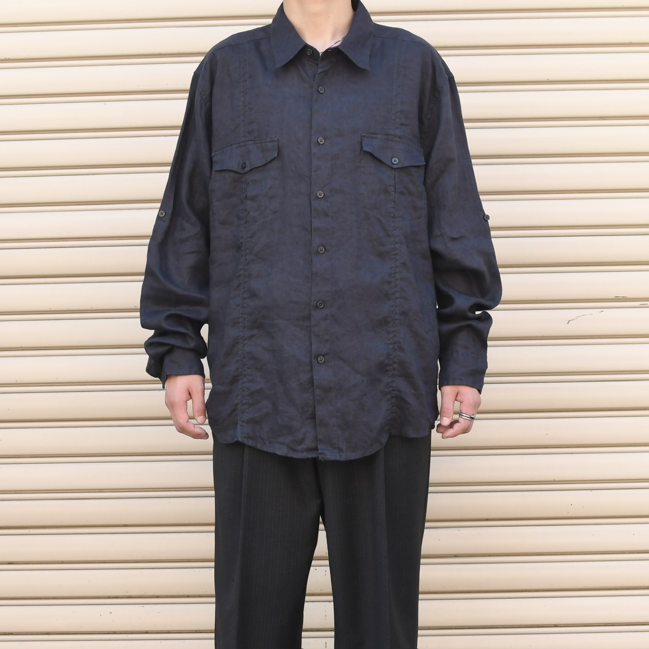 design black linen shirt