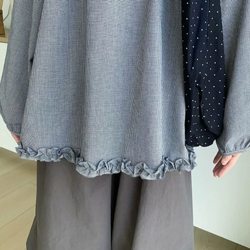 縁フリルハーフボタントップス ・12522