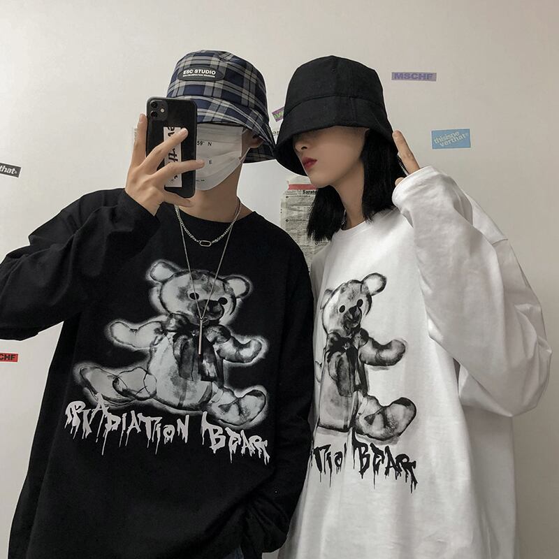 ユニセックス Tシャツ 長袖 メンズ レディース シンプル ダークベアー ダーククマちゃん ロンt オーバーサイズ 大きいサイズ ストリート Tbn Mamos マモス ストリートファッションならお任せ 韓国ファッションがお好きな方も要チェックです