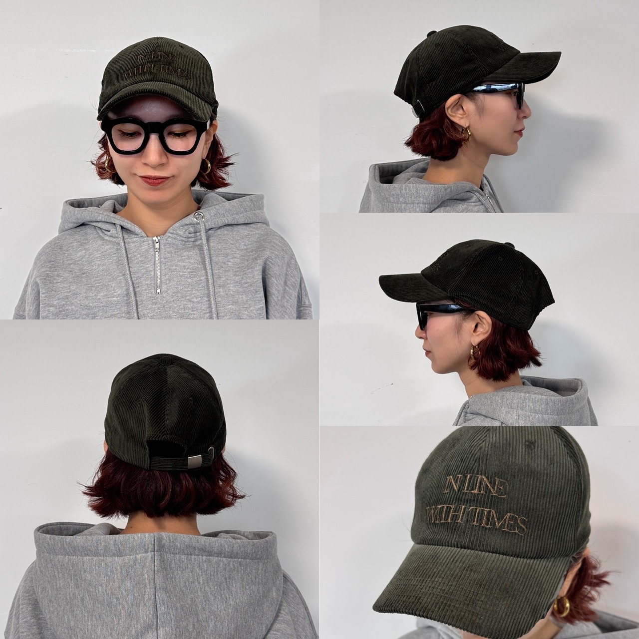 corduroy lettering cap/green