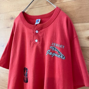 【Russell】90s USA製 ヘンリーネック Tシャツ ワンポイント ナンバリング ソフトボール ビンテージ L US古着