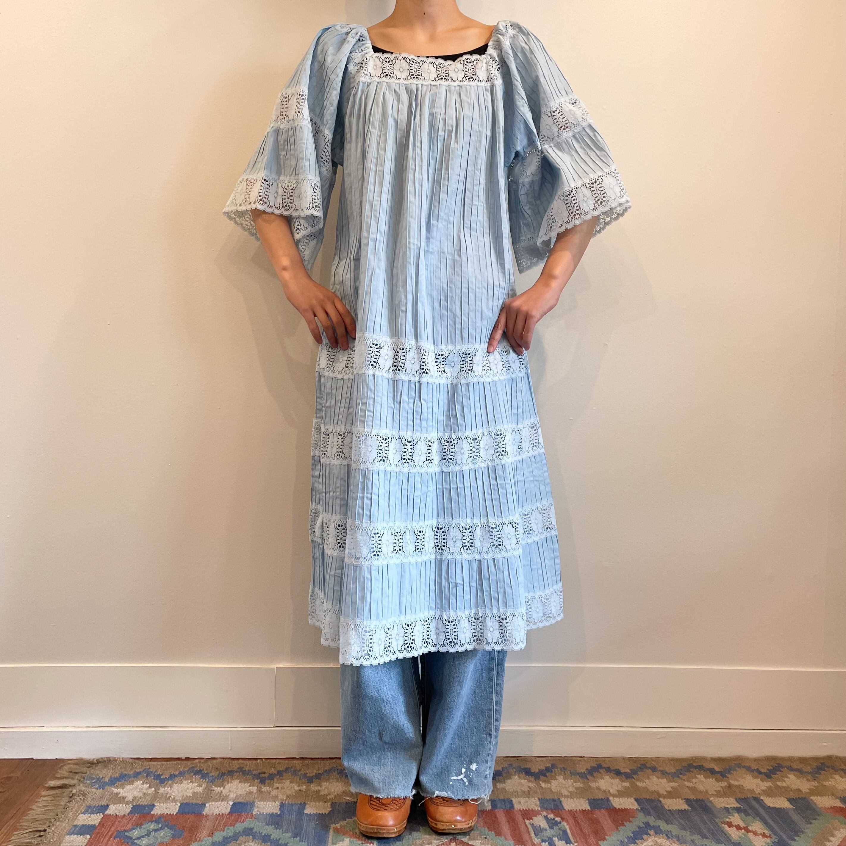 ヴィンテージ メキシコ ワンピース 水色 Monique Vintagestore 古着の通販サイト
