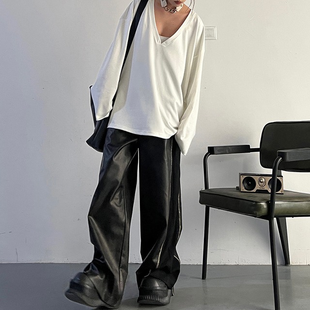 loose V-neck T-shirt　10471