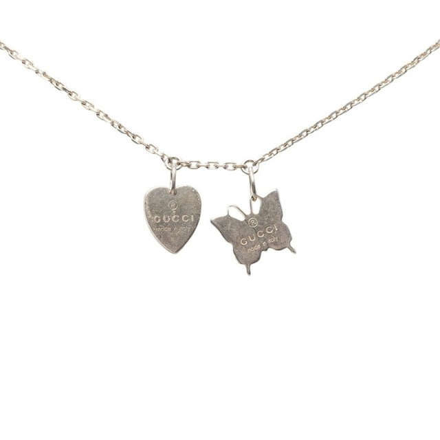 グッチ バタフライ ハート ペンダント ネックレス SV925 シルバー レディース GUCCI 【中古】