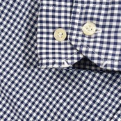 90s LACOSTE ラコステ 文字ワニ ギンガムチェック BD ボタンダウン 長袖シャツ 2/ネイビー系 メンズ ビンテージ