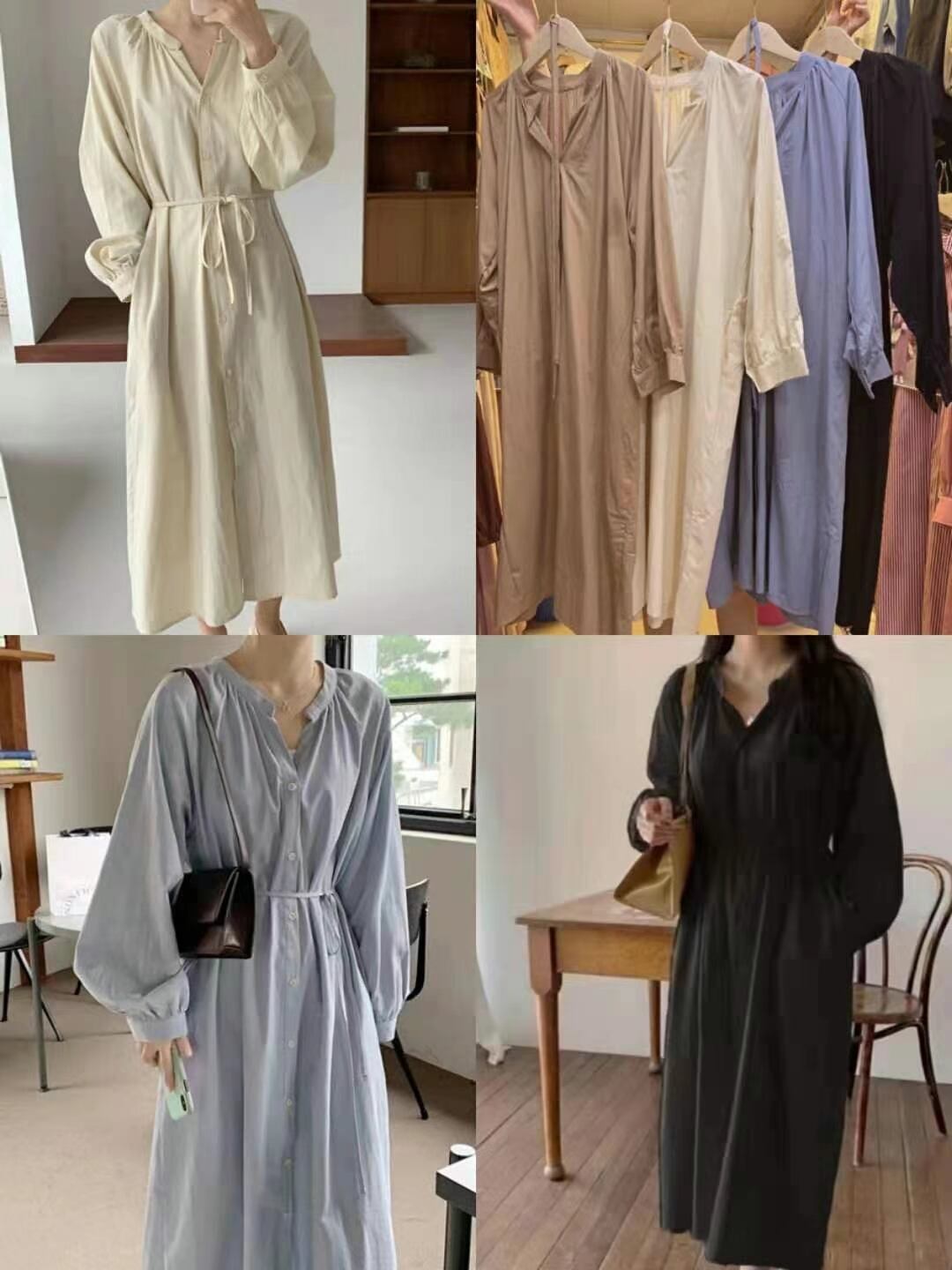 ボリュームスリーブ　コットンワンピース AJ22263-6811