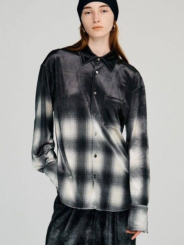 【26AW | WOMEN】PRANK PROJECT プランクプロジェクト / シャツ / Faded Check Velour Shirt 　31262315907