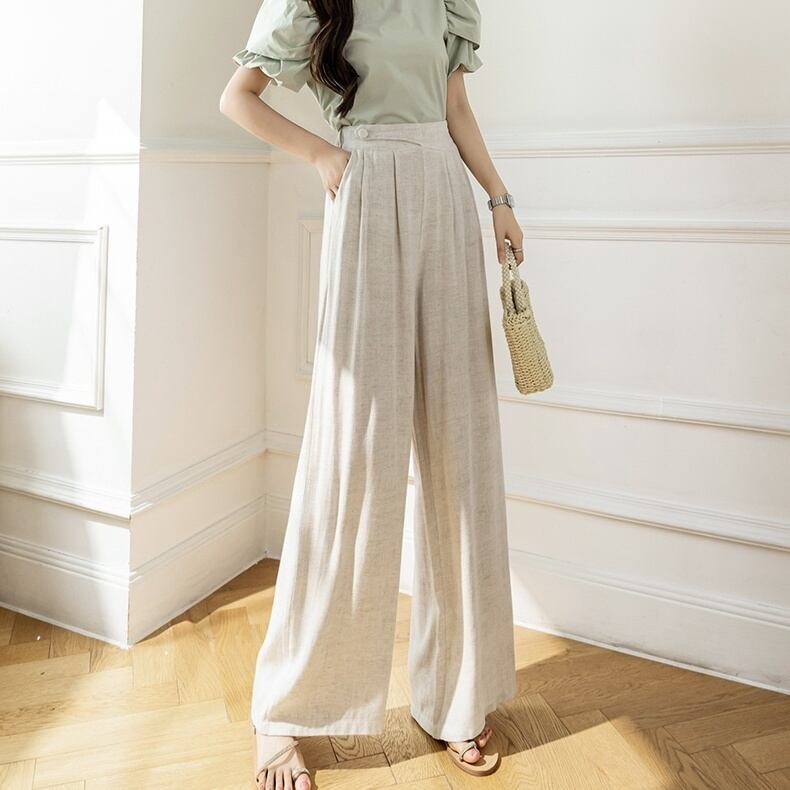 パンツ レディース ワイドパンツ 2カラー S M L XL 2XL アプリコット ブラック カラバリ 綿 麻 ナチュラル 涼しげ ロングパンツ ボトムス ズボン 無地 ウエストゴム ポケット 楽ちん ゆったり ルーズ ハイウエスト 脚長効果 スタイルアップ 体型カバー 送料無料 モテ 美脚 お出かけ デート お買い物 旅行 リゾート 普段使い 大人可愛い おさんぽ シンプル カジュアル ガーリー 上品 おしゃれ 大人女子 韓国 春 夏 秋 20代 30代 40代 50代 サイズ展開豊富 大きいサイズ