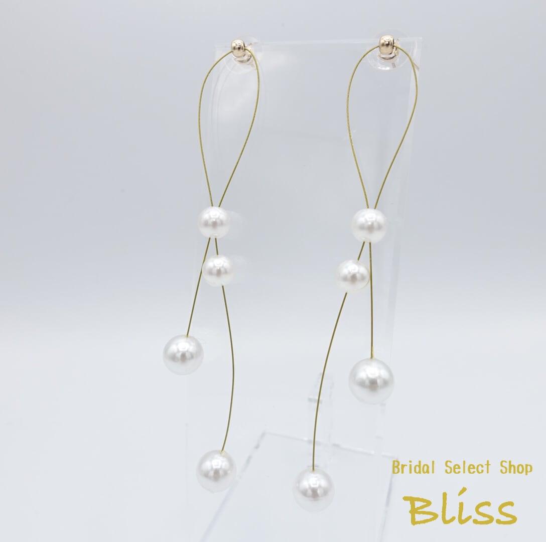 E-089 ウェディング アクセサリー【パール タッセル ピアス】ブライダル