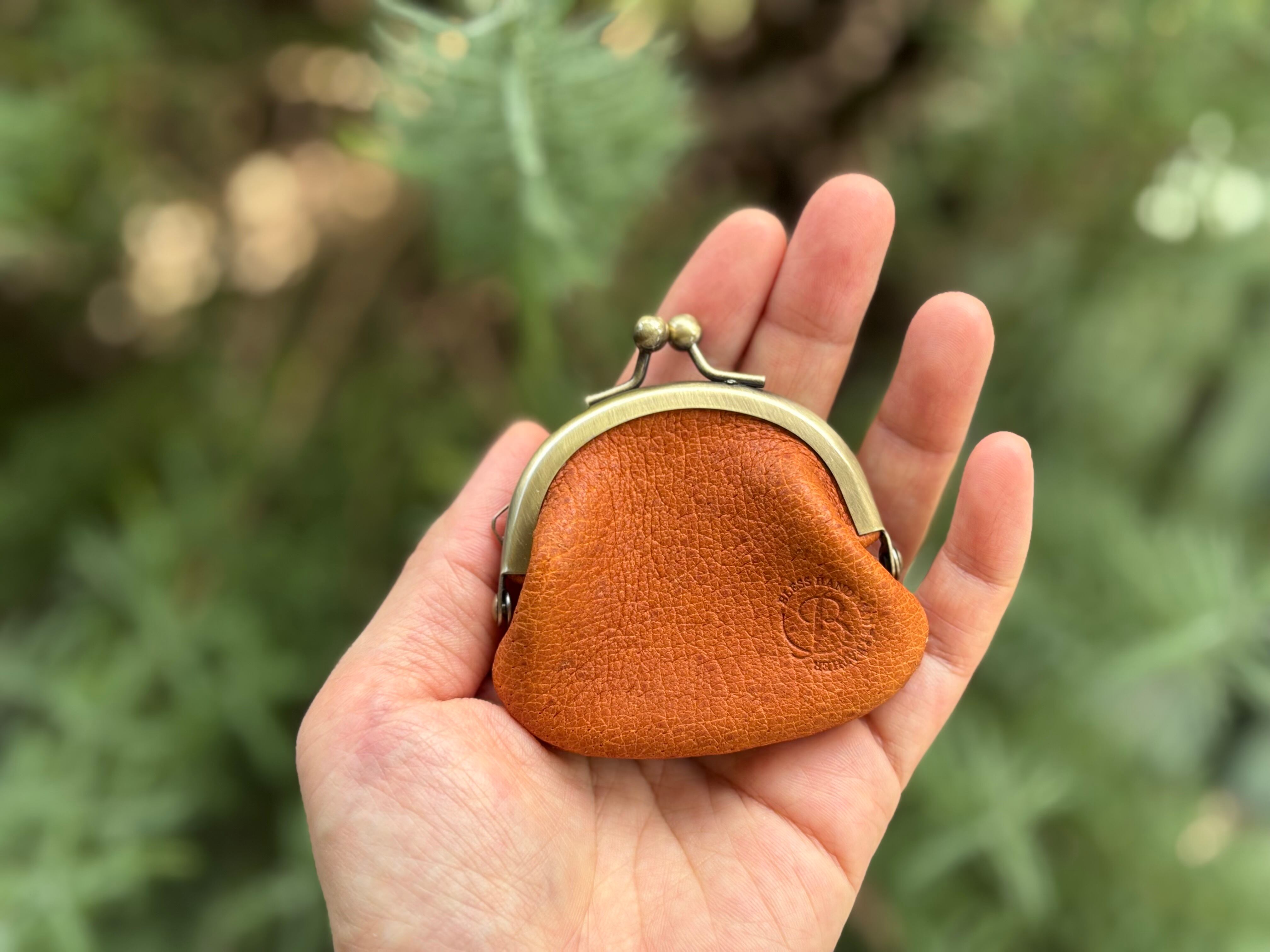 糸島イノシシの 革小物】小さな がまぐち | 革細工とニュージーランド