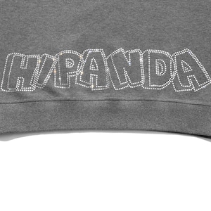 SALE 送料無料【HIPANDA ハイパンダ】男女兼用 ラインストーン スウェット トレーナー  UNISEX RHINESTONE CREW NECK SWEAT SHIRT / GRAY