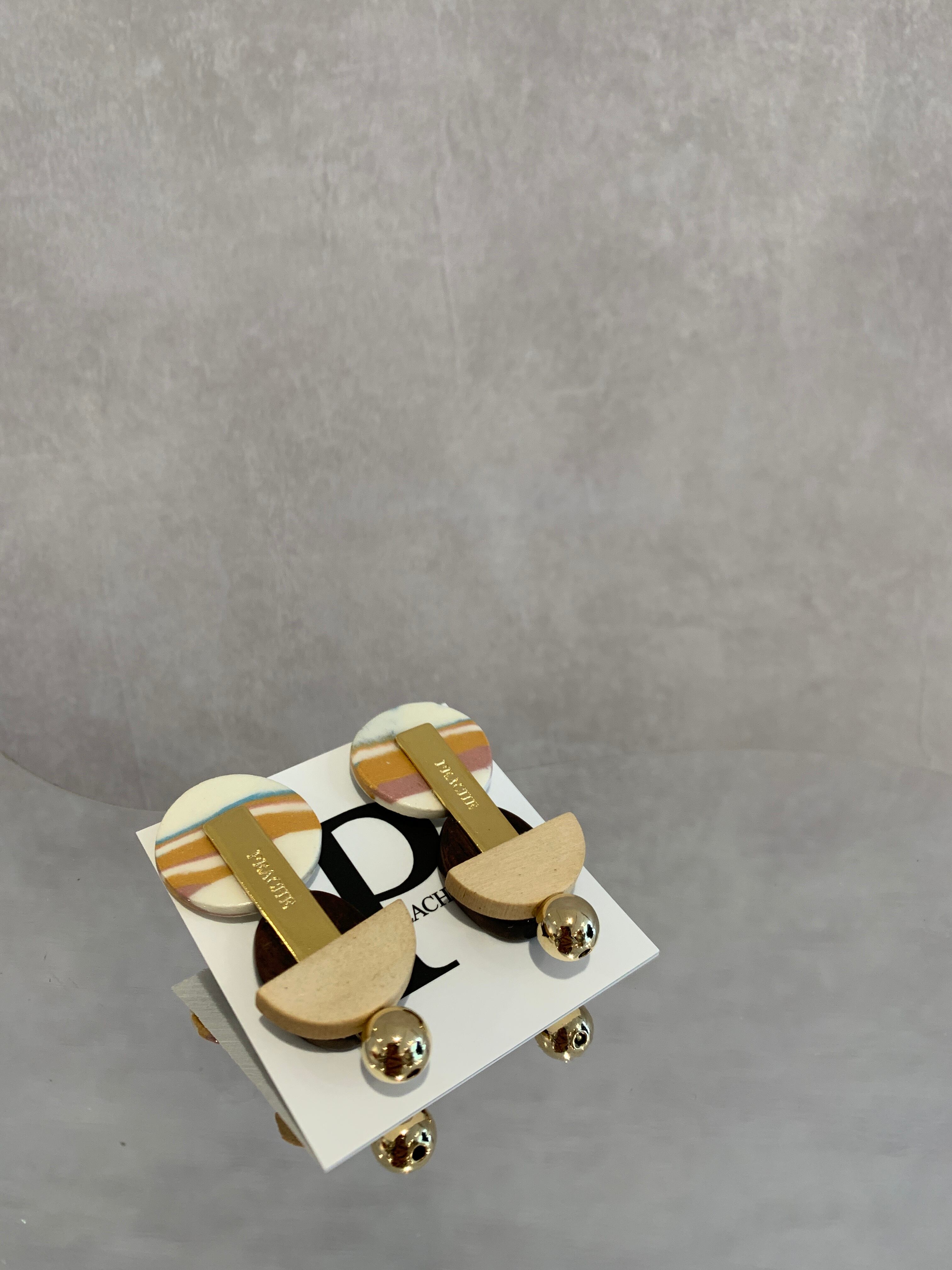 stripe color pottery wood mix